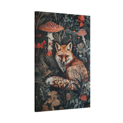 1.25" Matte Canvas - Forest Fox with Mushrooms