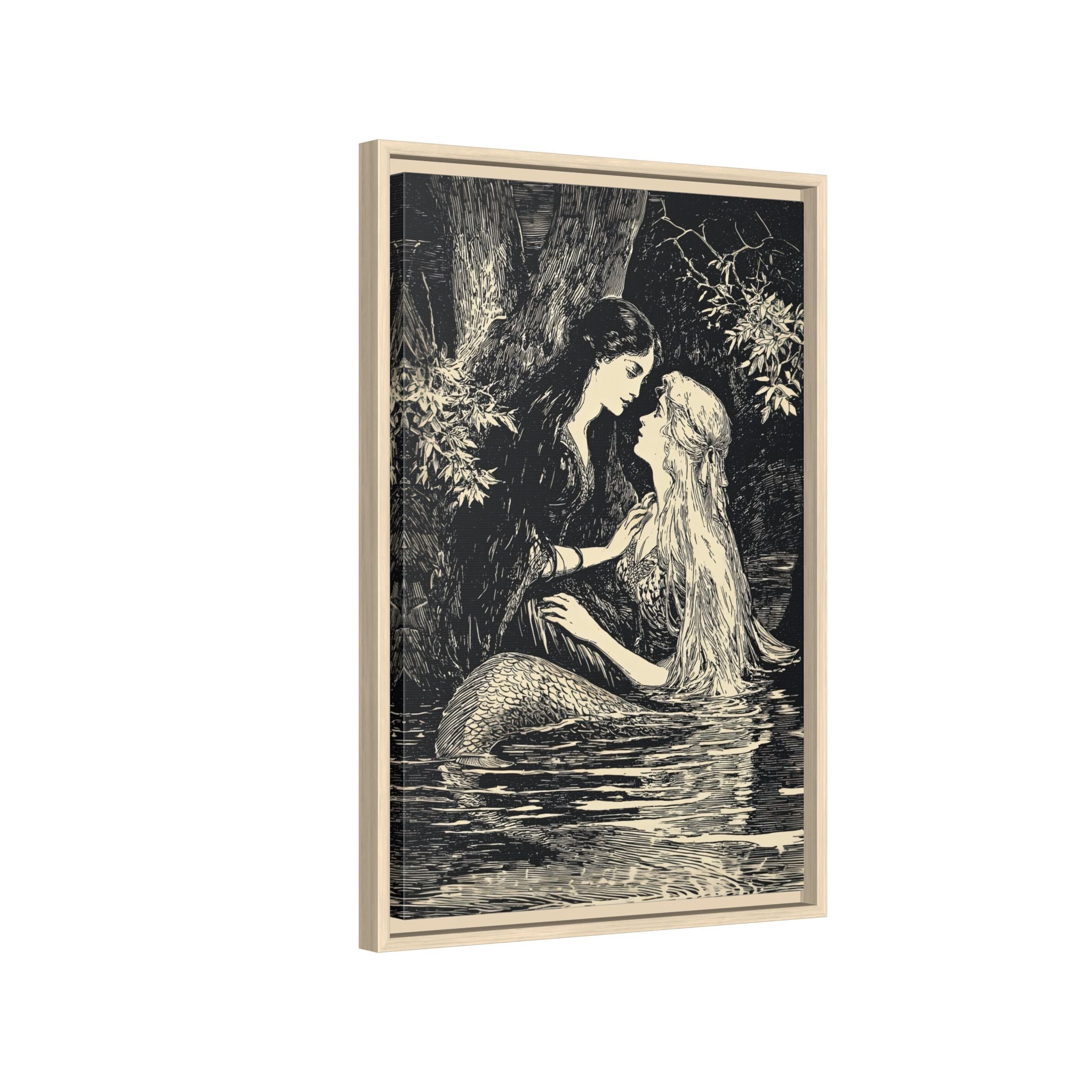 Framed Canvas - Mermaid Fairy Midnight Kiss