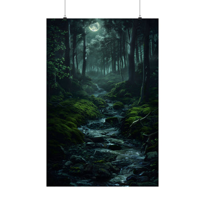 Moonlit Forest Stream