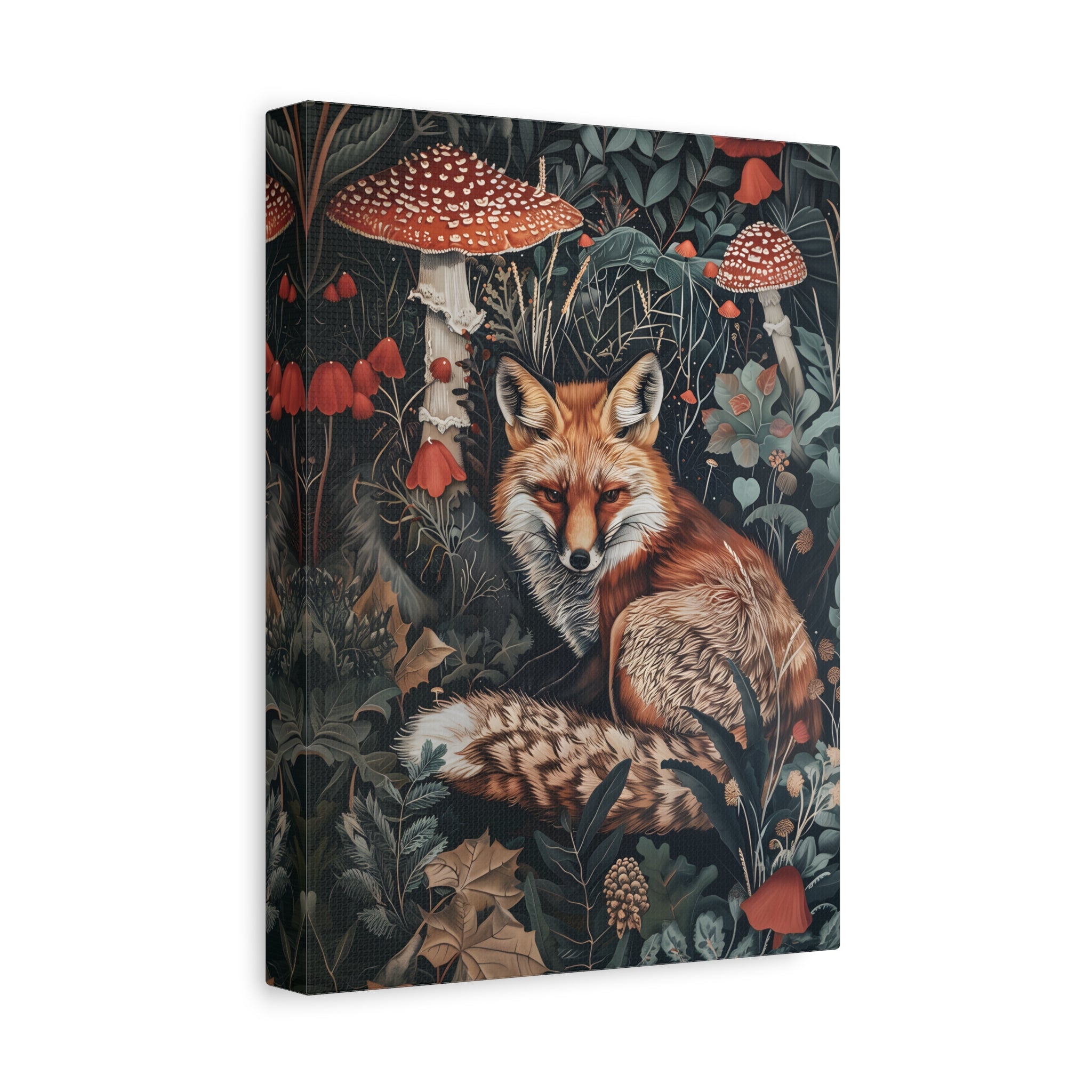 1.25" Matte Canvas - Forest Fox with Mushrooms