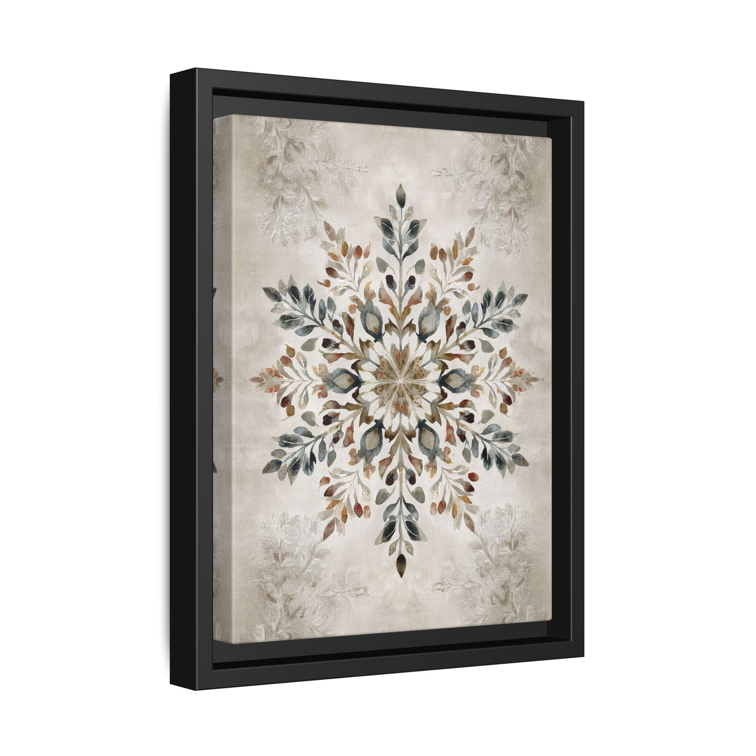 Framed Canvas - Nordic Botanical Snowflake