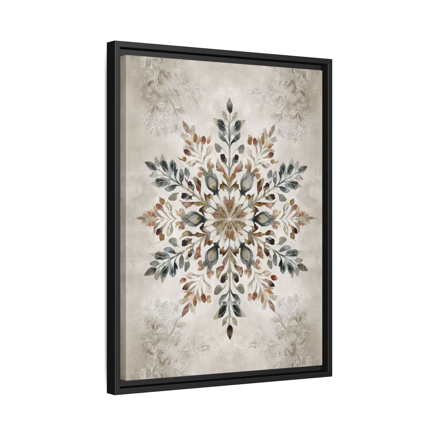 Framed Canvas - Nordic Botanical Snowflake