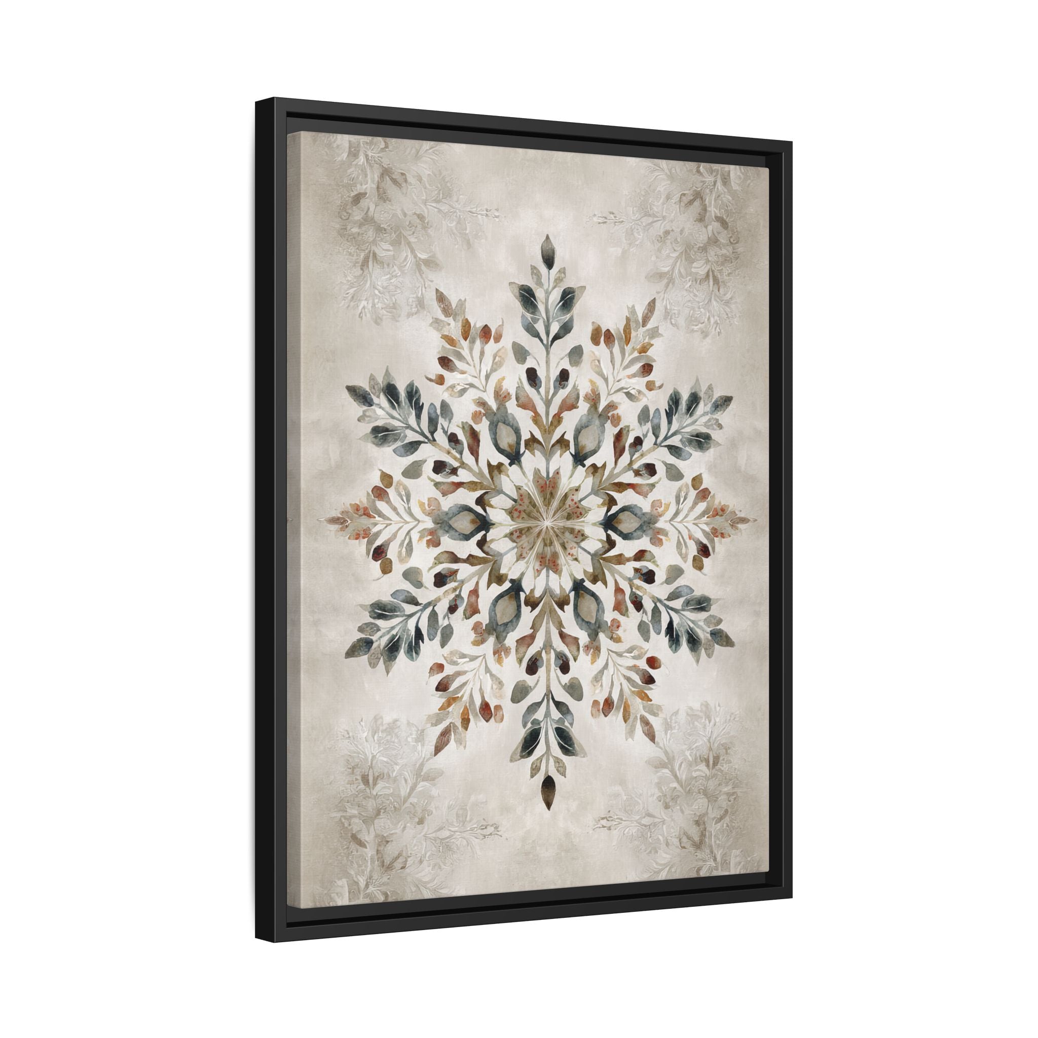 Framed Canvas - Nordic Botanical Snowflake