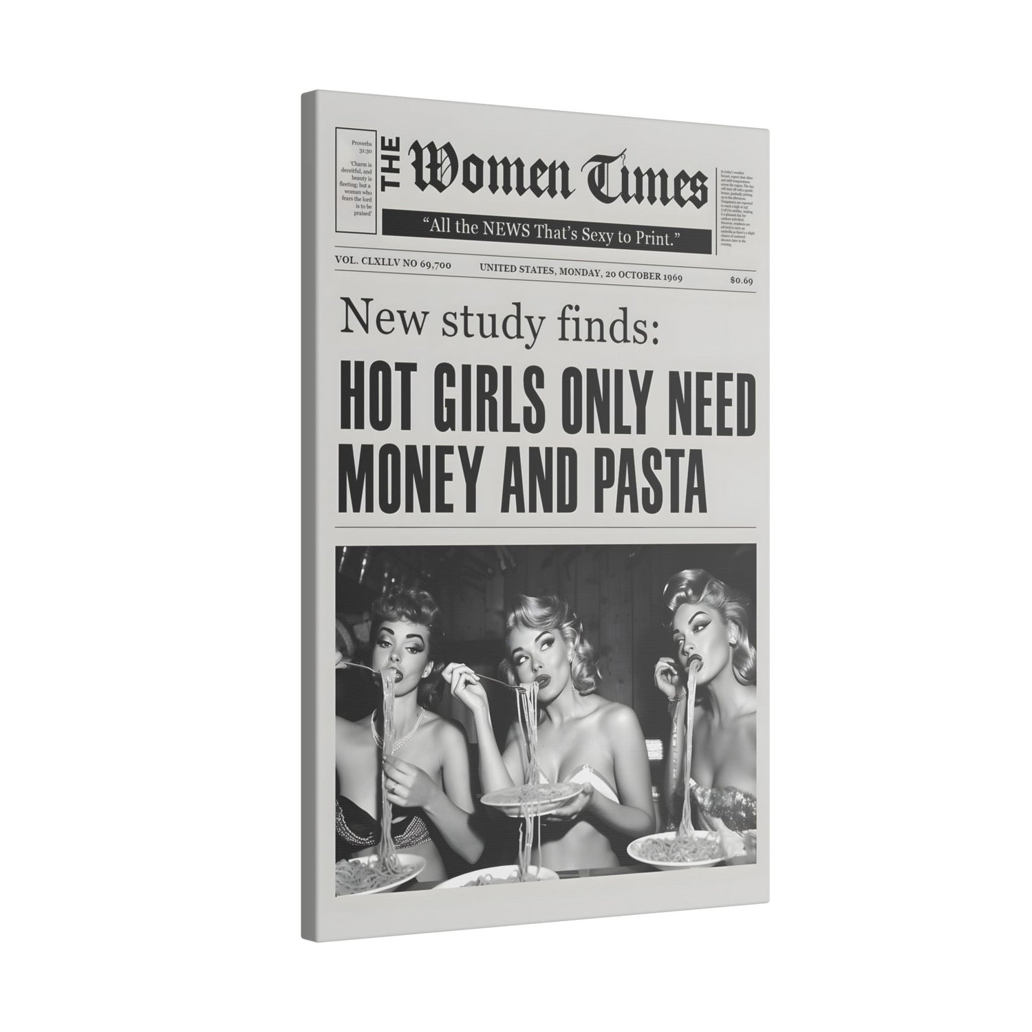 .75" Matte Canvas - Retro Pasta Gazette
