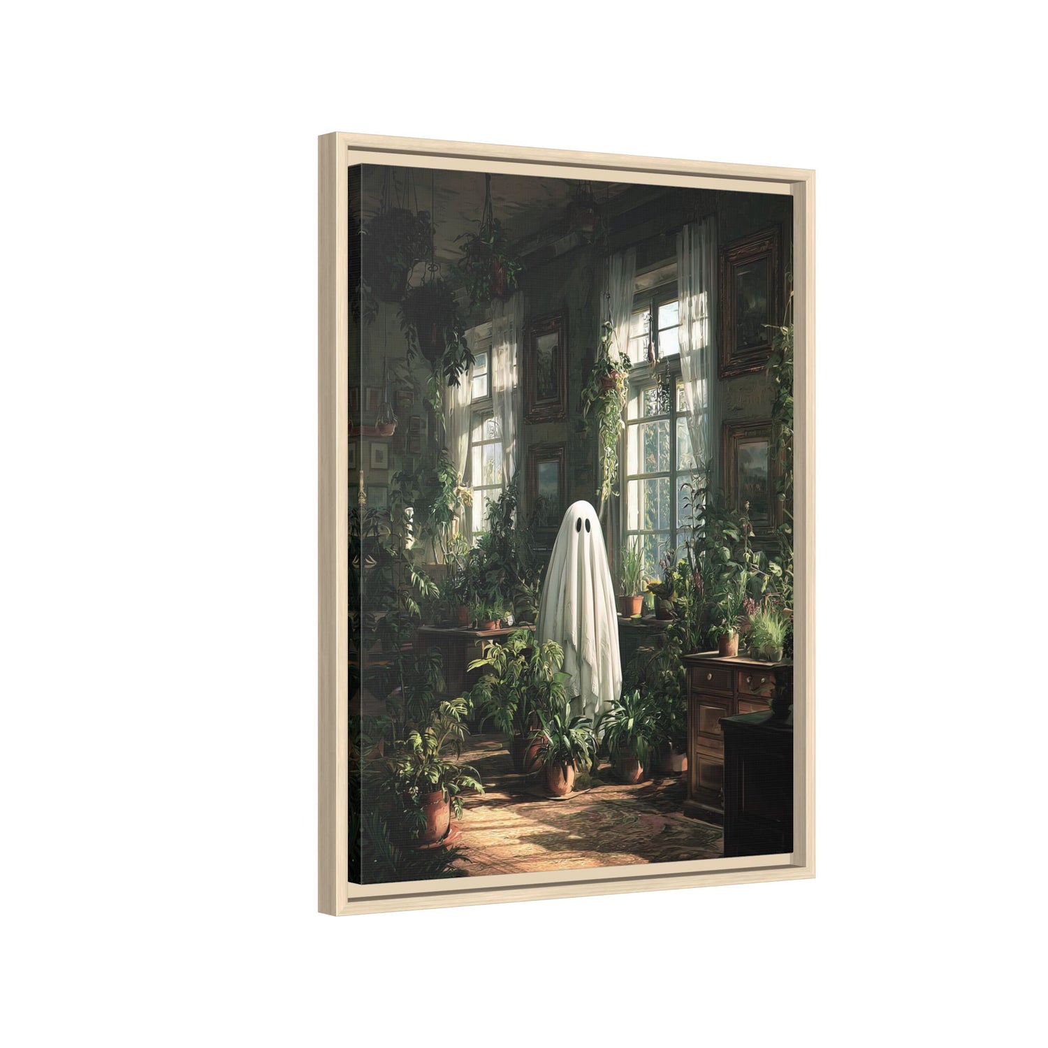 Framed Canvas - Ghost Among Houseplants