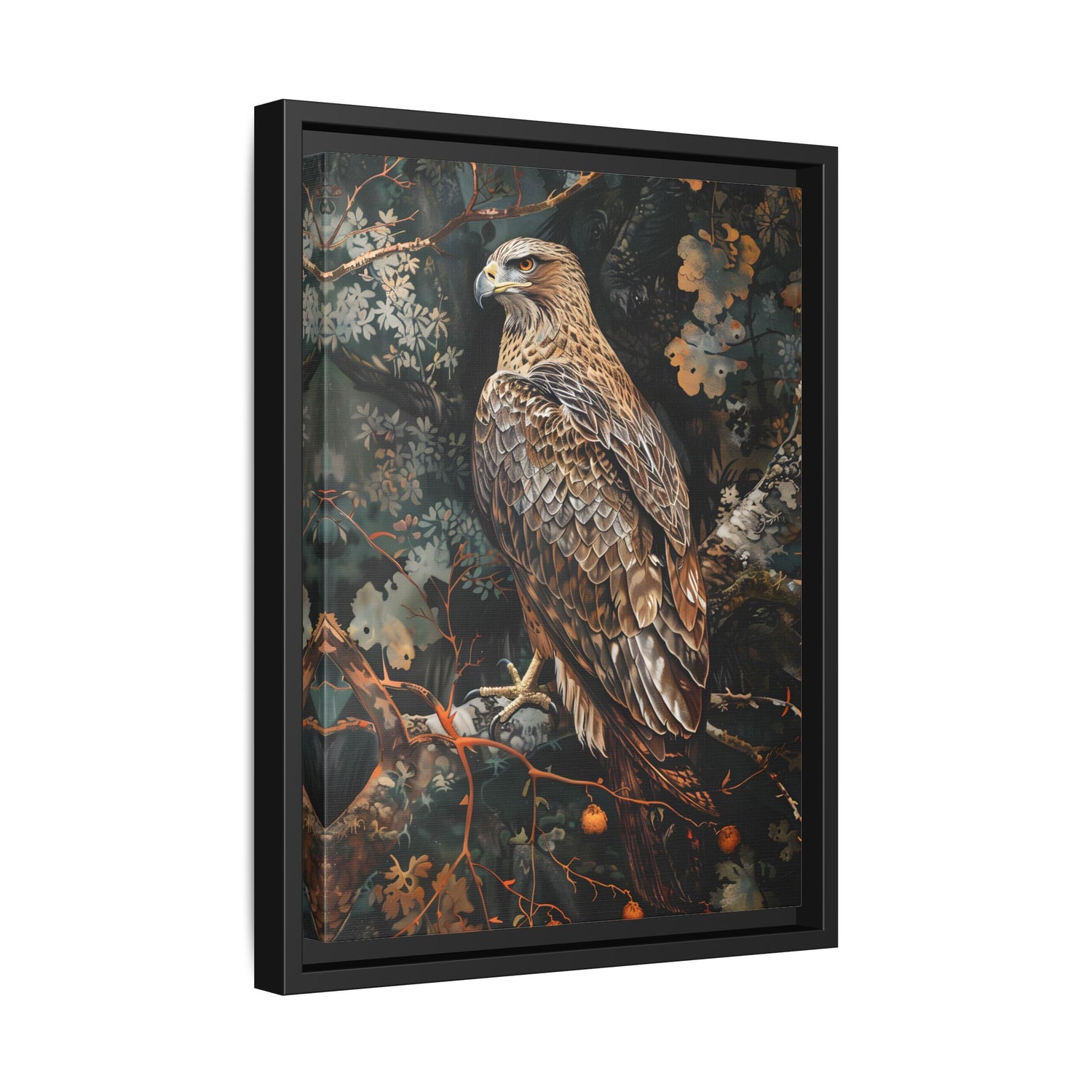 Framed Canvas - Majestic Hawk in Autumn