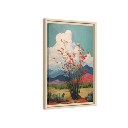 Framed Canvas - Ocotillo Cactus Desert Bloom