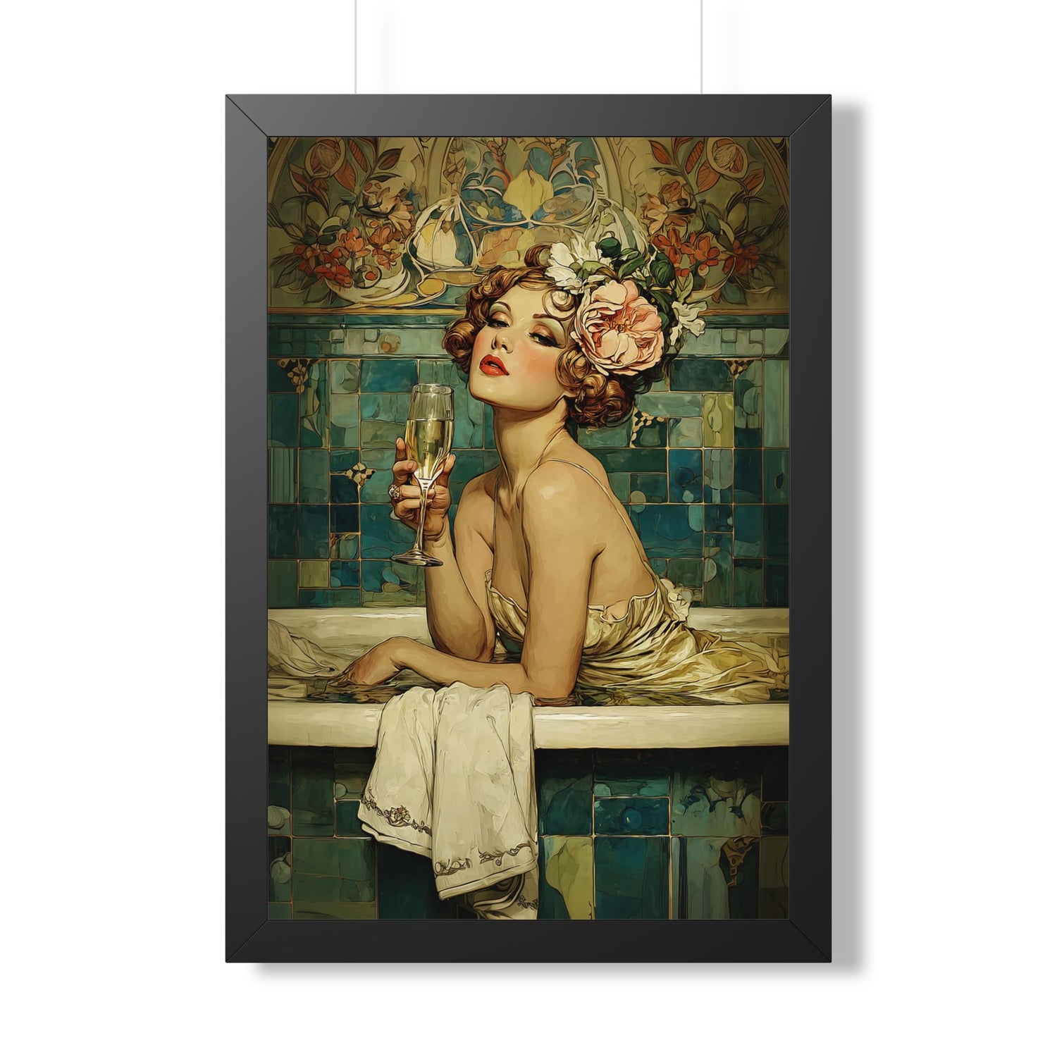 Framed Paper Print - Champagne Bathtub Coquette
