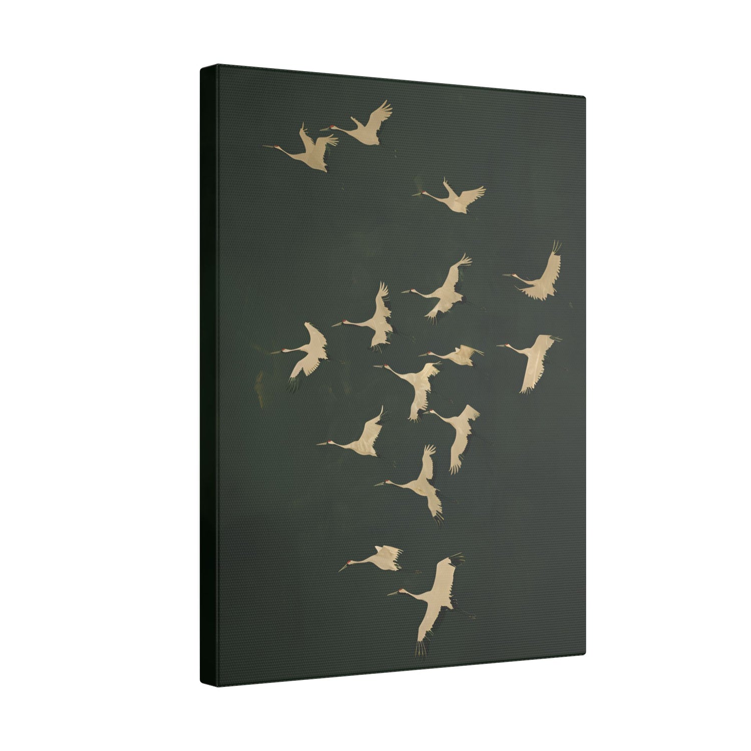 .75&quot; Matte Canvas - Emerald Sky Japanese Cranes