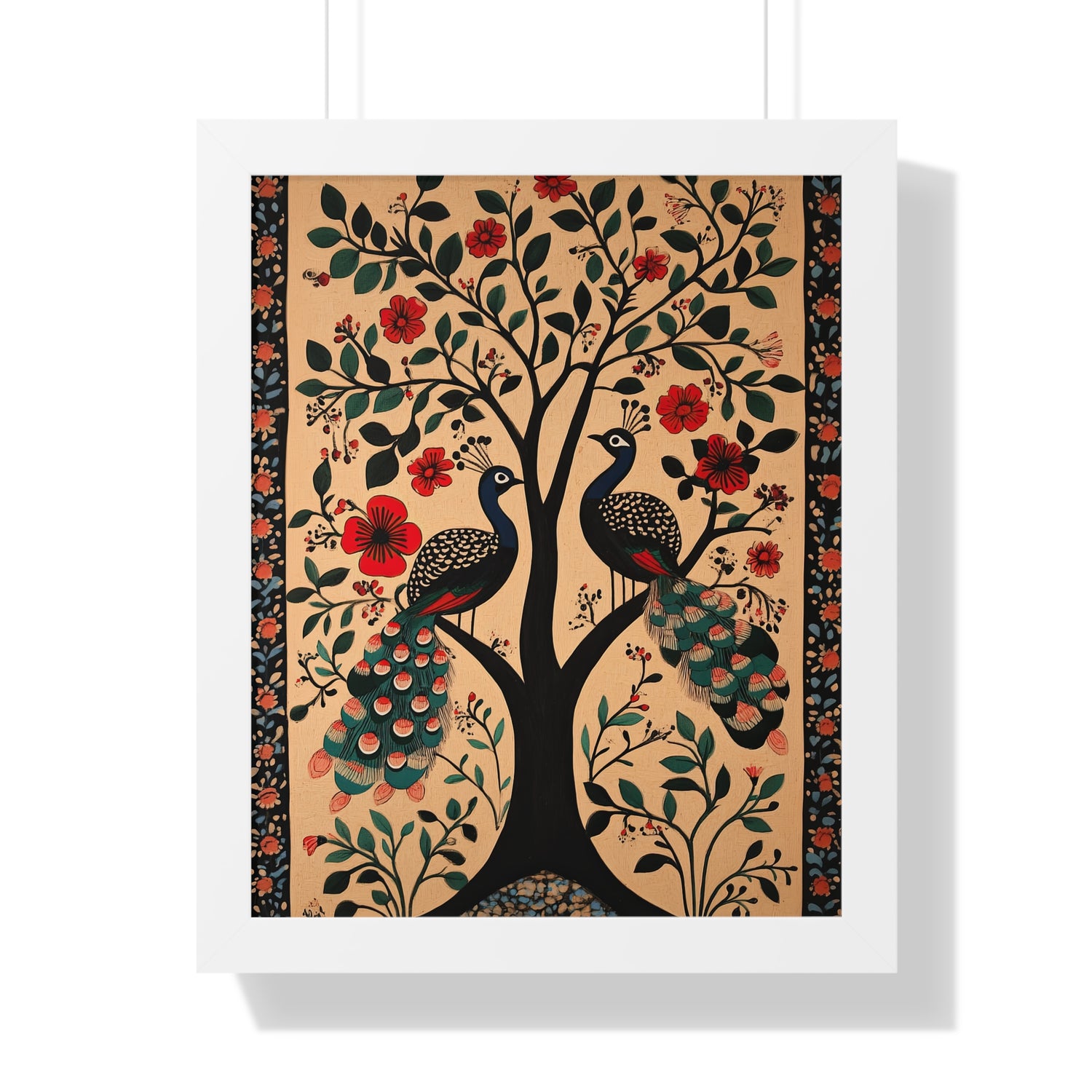 Framed Paper Print - Lovers Under Blooming Canopy