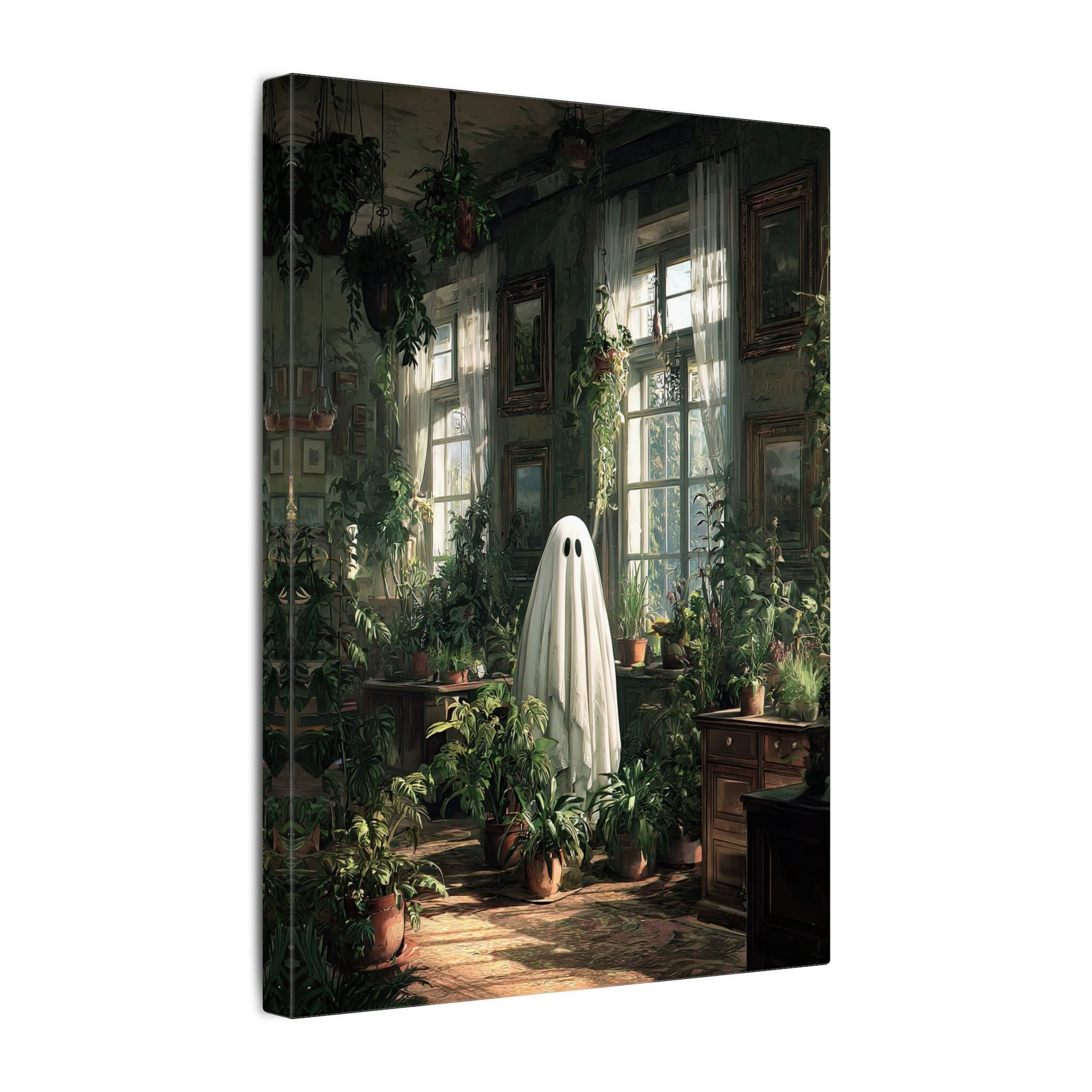 .75" Matte Canvas - Ghost Among Houseplants