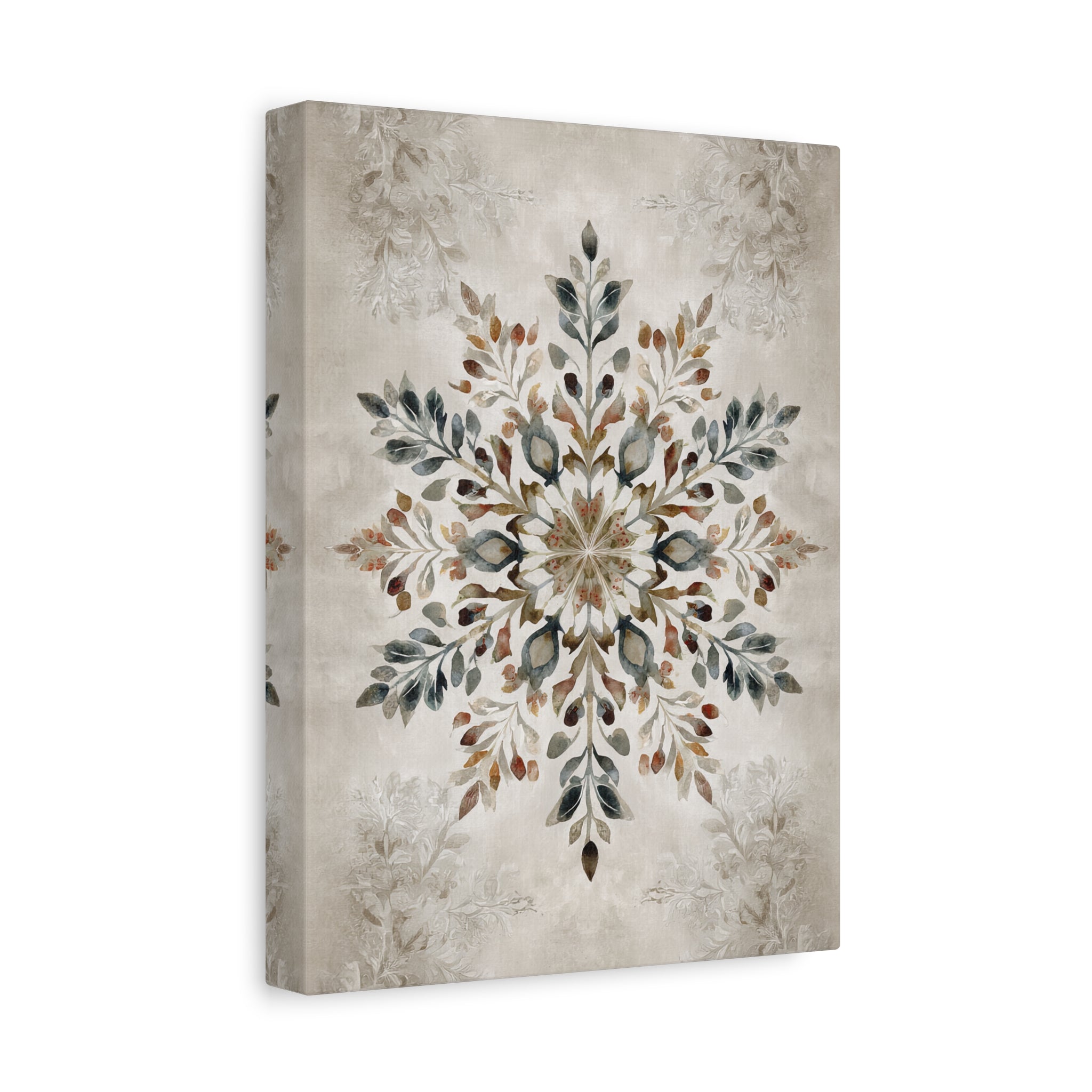 1.25" Matte Canvas - Nordic Botanical Snowflake