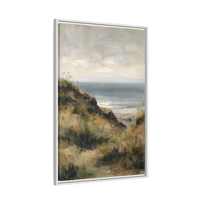 Framed Canvas - Misty Coastal Seascape