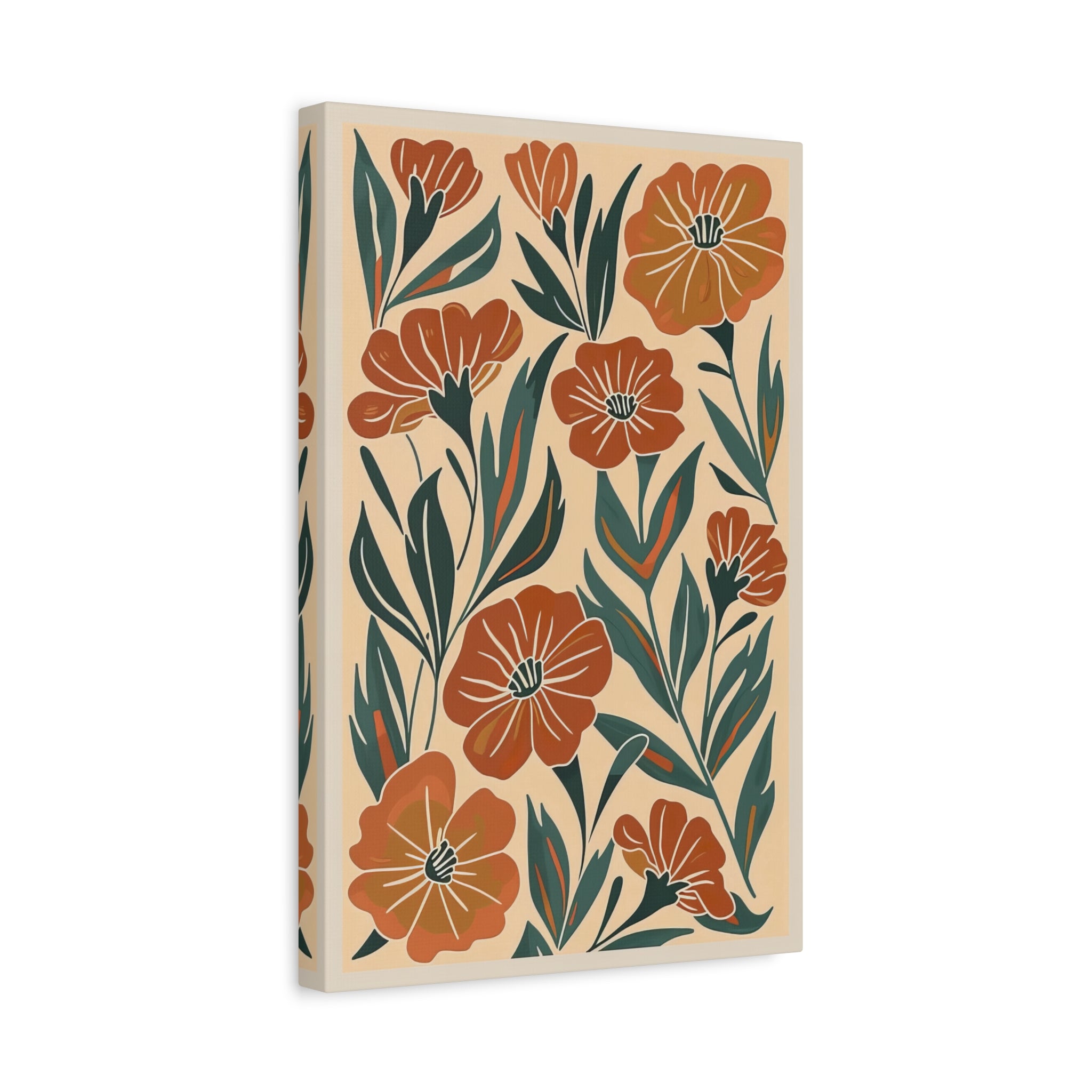 1.25" Matte Canvas - Burnt Orange Boho Blossoms