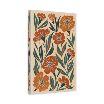 1.25" Matte Canvas - Burnt Orange Boho Blossoms