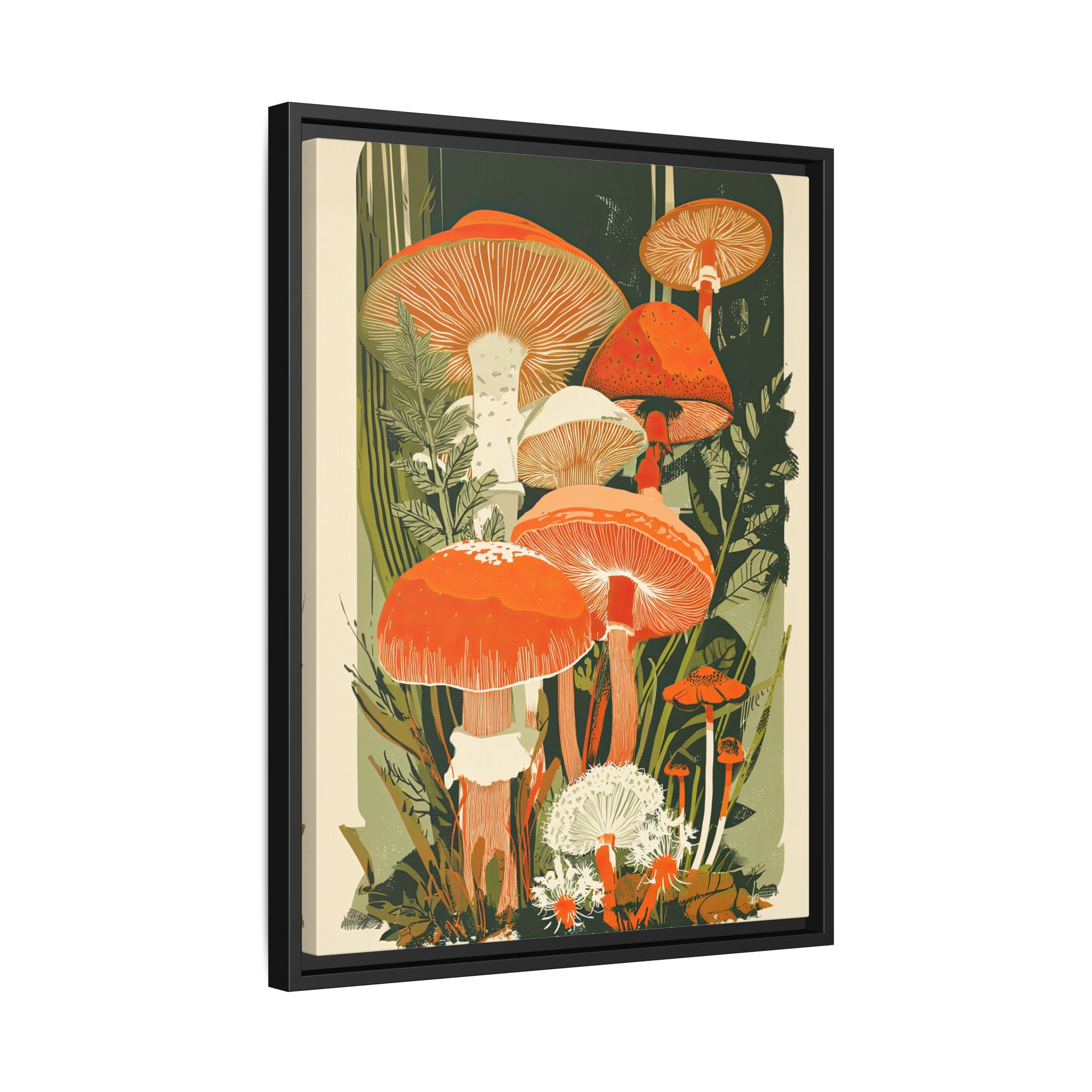 Framed Canvas - Groovy Woodland Mushrooms