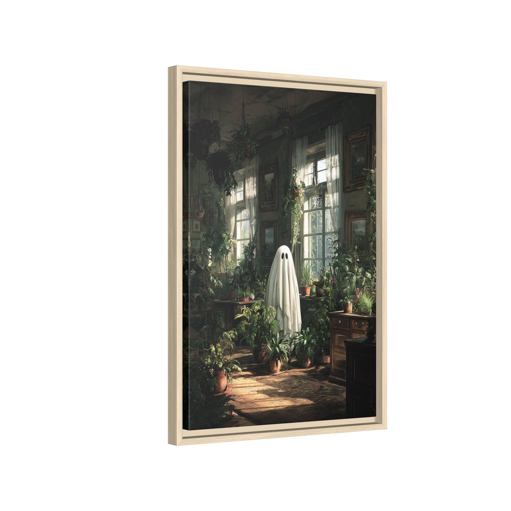 Framed Canvas - Ghost Among Houseplants