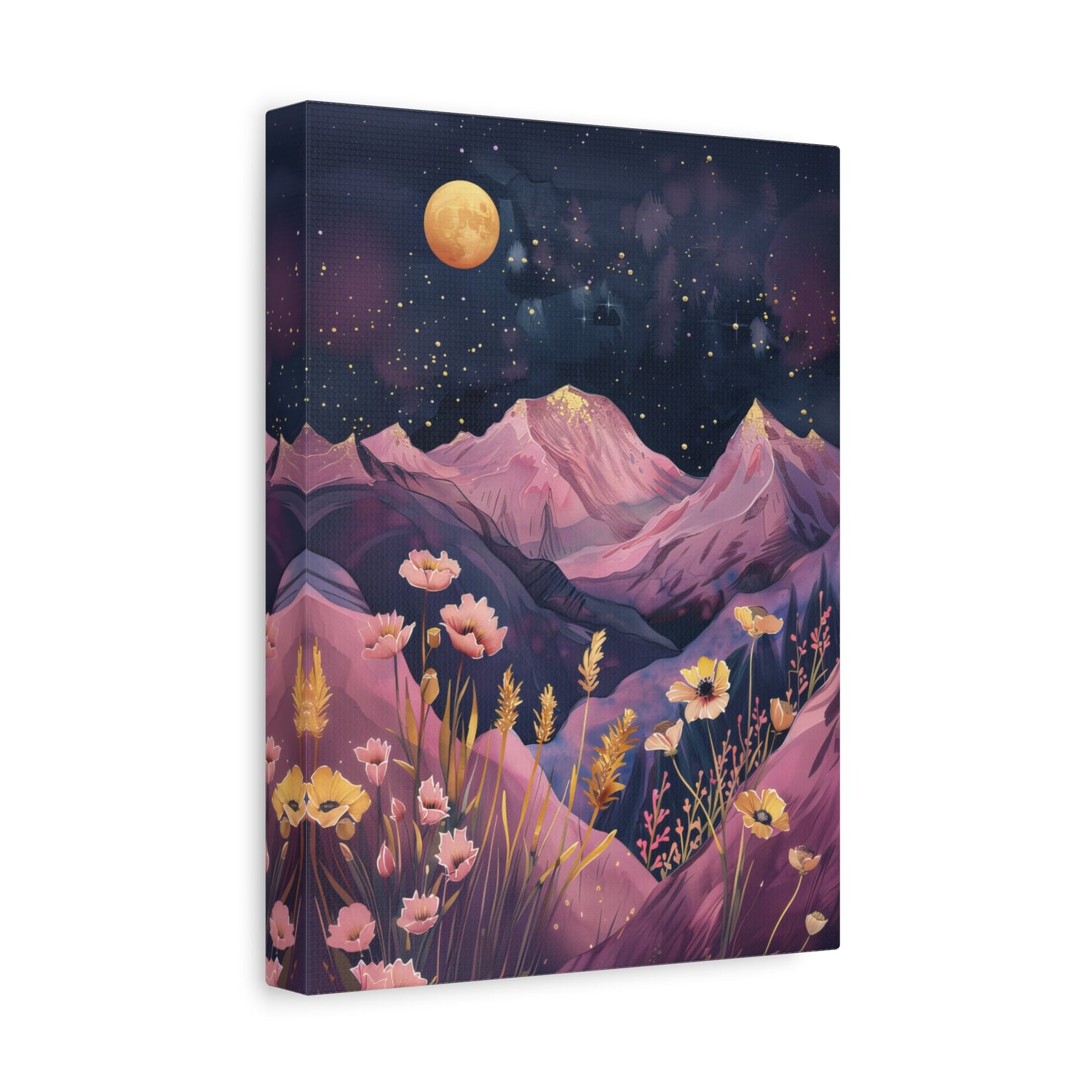 1.25" Matte Canvas - Golden Moon Over Lavender Peaks