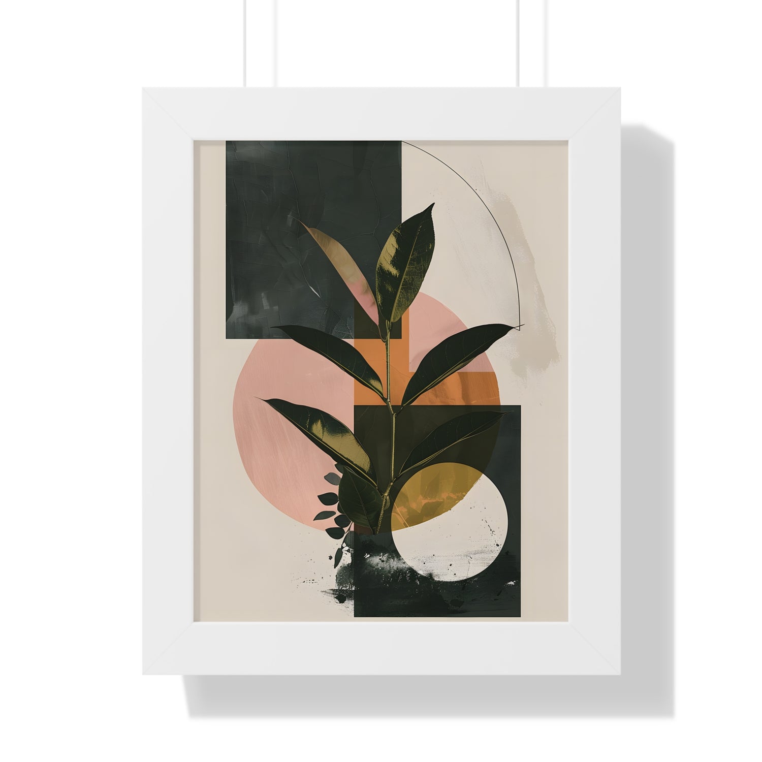 Framed Paper Print - Blush Geometry Leafscape