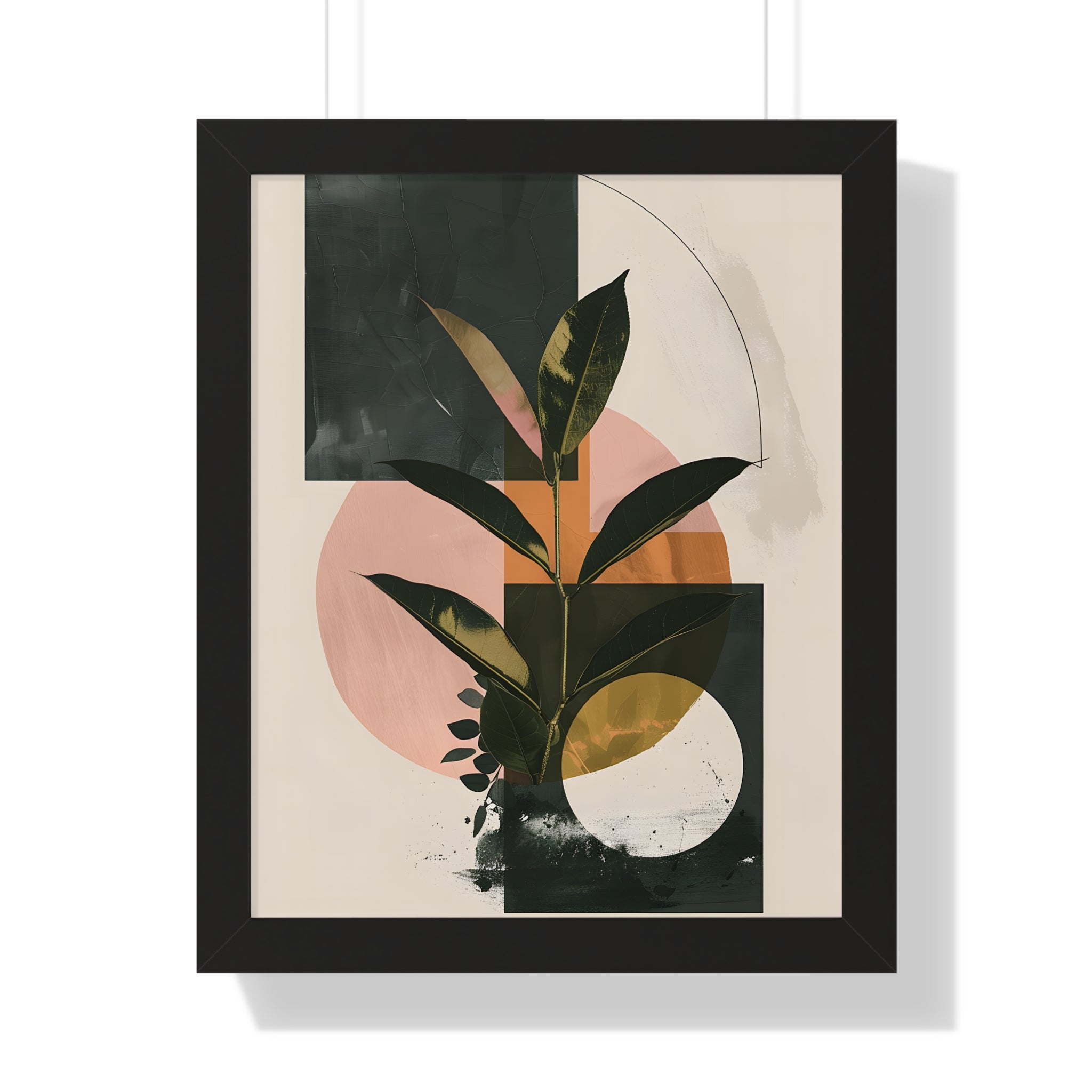Framed Paper Print - Blush Geometry Leafscape