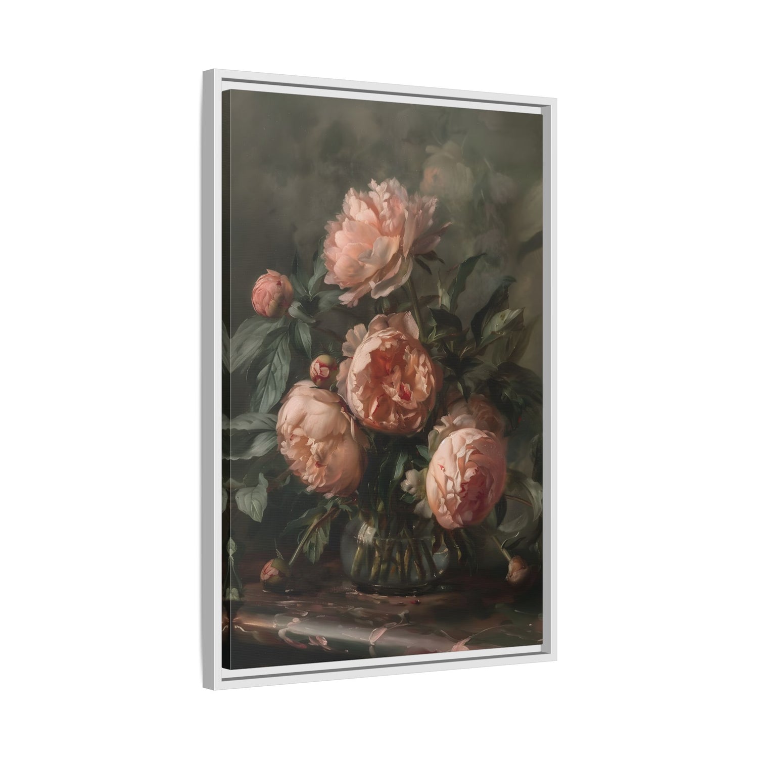 Framed Canvas - Vintage Blush Peony Bouquet