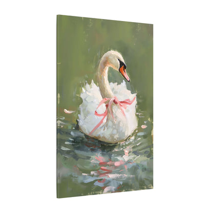 .75" Matte Canvas - Ballet Swan in Pink Bow