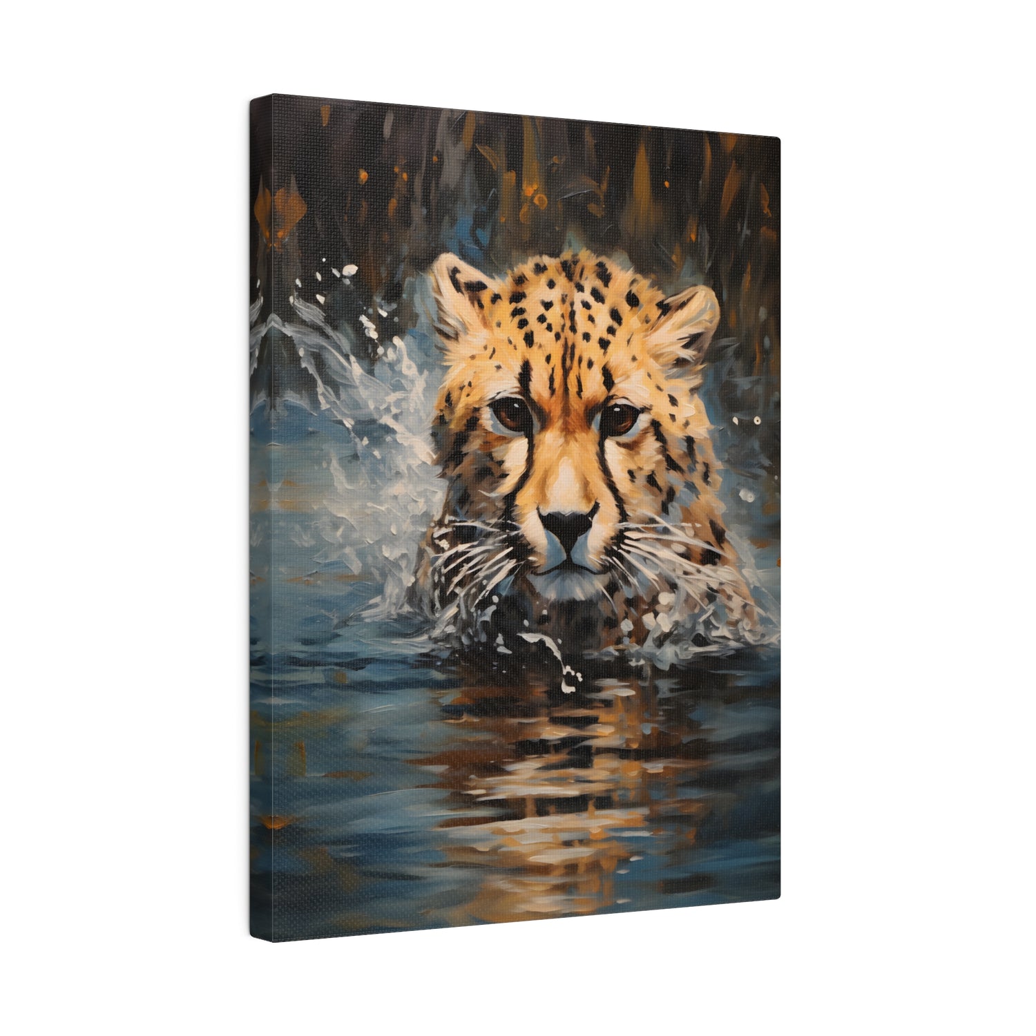 .75&quot; Matte Canvas - Aqua Sprinting Cheetah