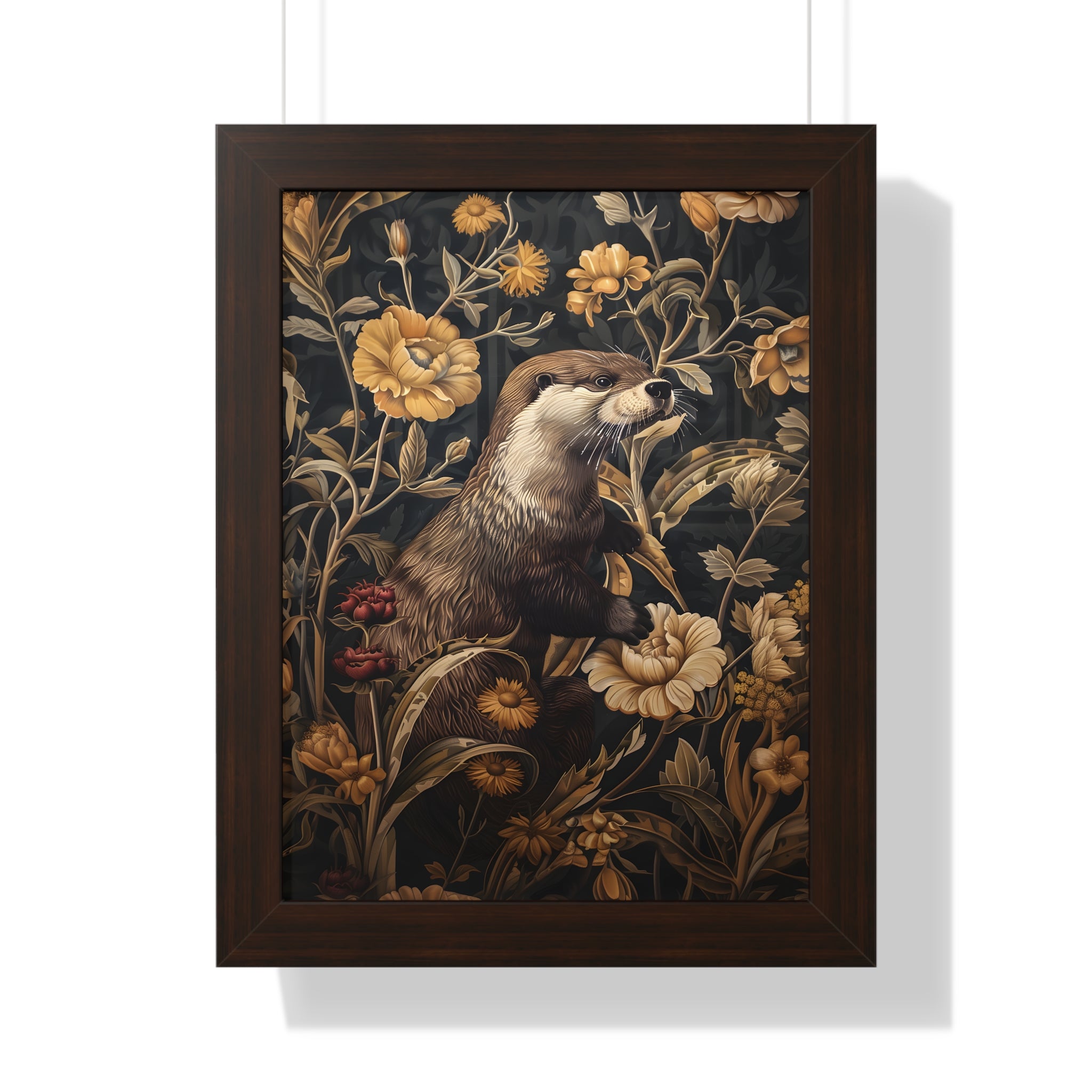 Framed Paper Print - Otter in Floral Paradise