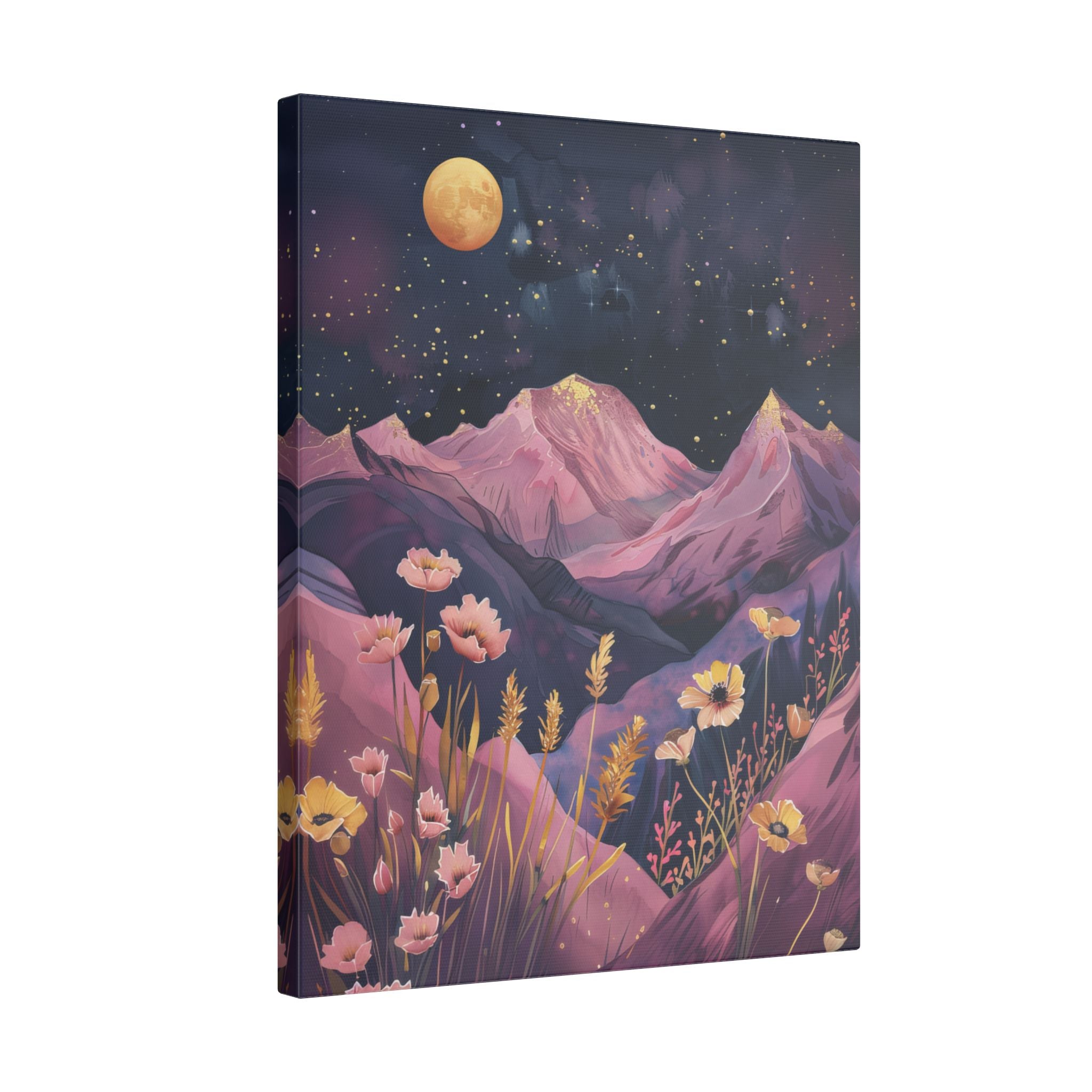 .75" Matte Canvas - Golden Moon Over Lavender Peaks