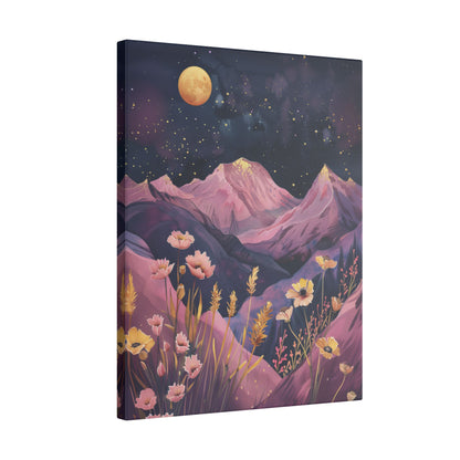 .75" Matte Canvas - Golden Moon Over Lavender Peaks