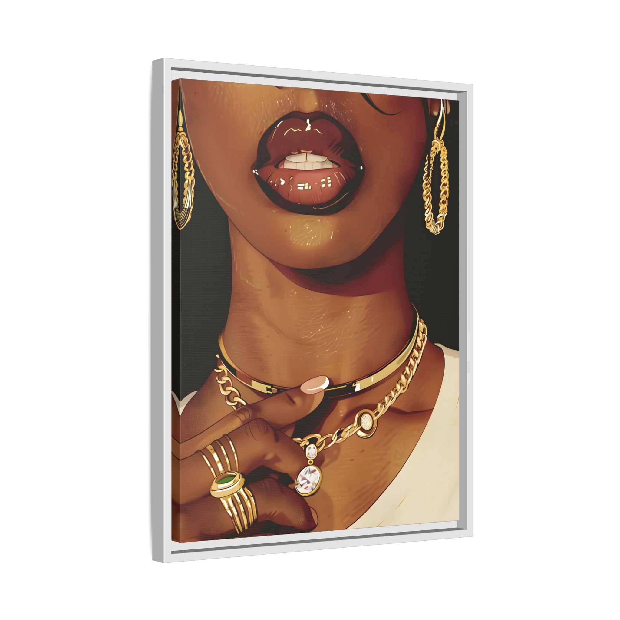 Framed Canvas - Golden Luxe Confidence Portrait