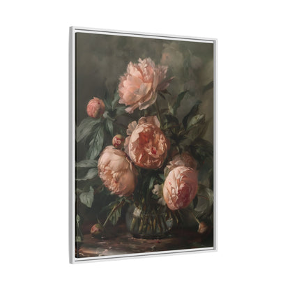 Framed Canvas - Vintage Blush Peony Bouquet