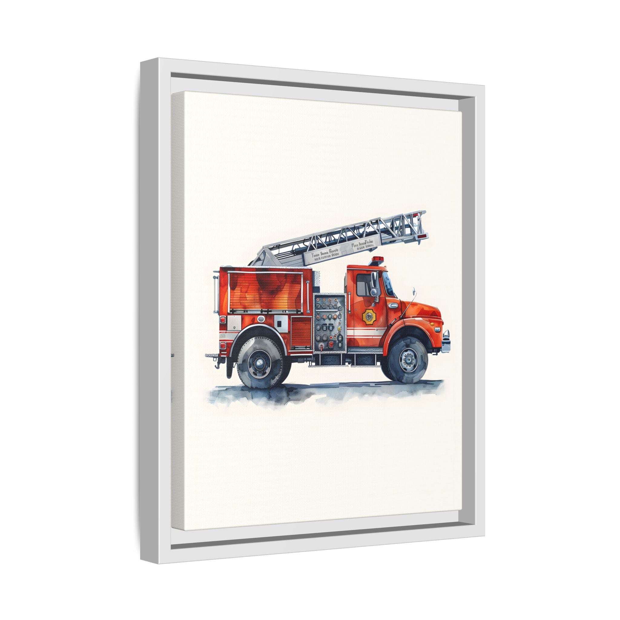 Framed Canvas - Ladder Firetruck Nursery