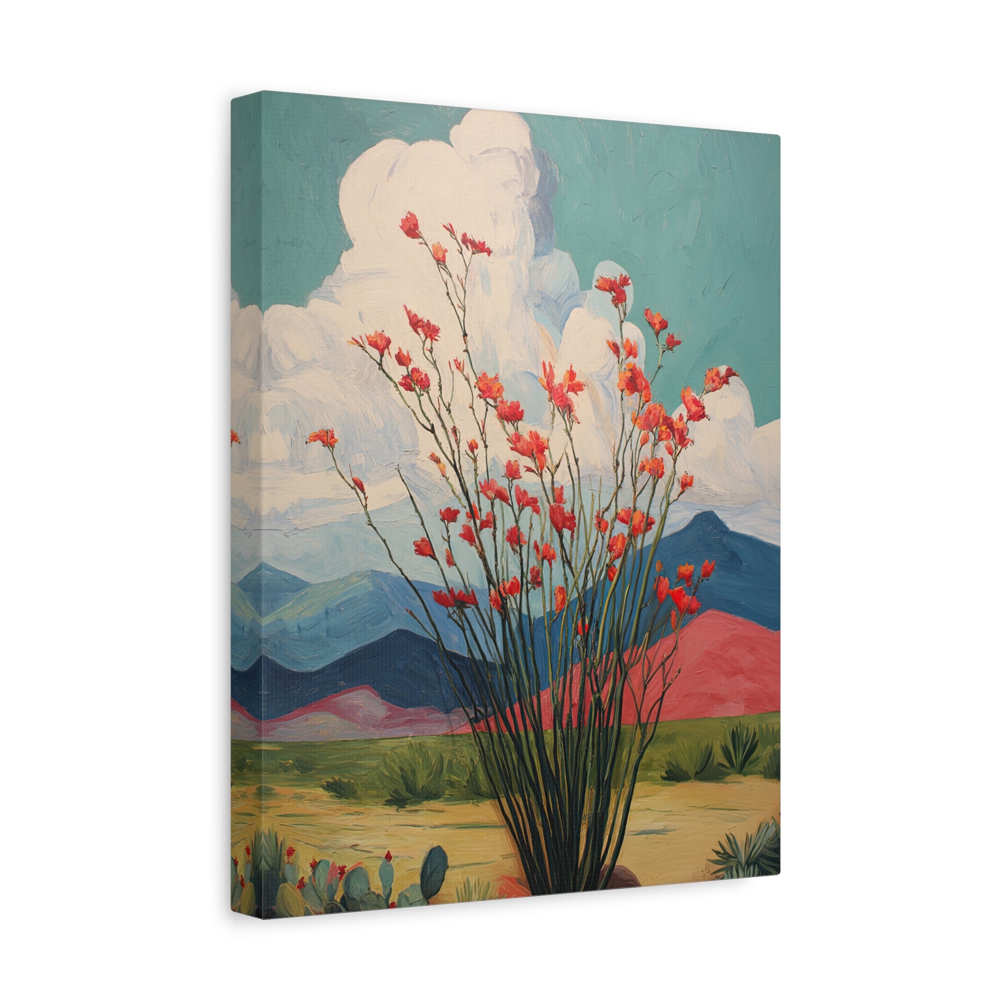 1.25" Matte Canvas - Ocotillo Cactus Desert Bloom