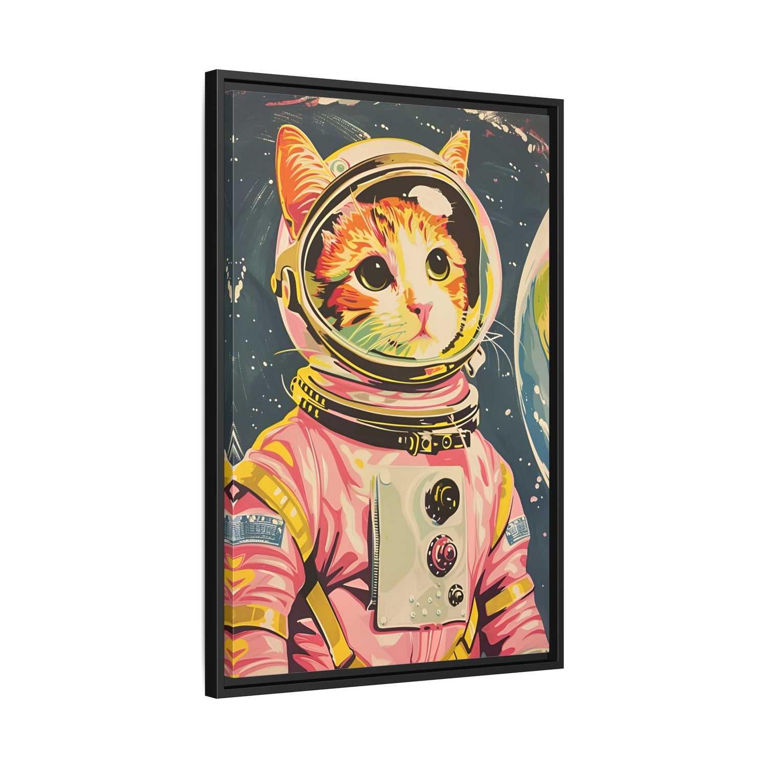 Framed Canvas - Catstronaut Pink Mission