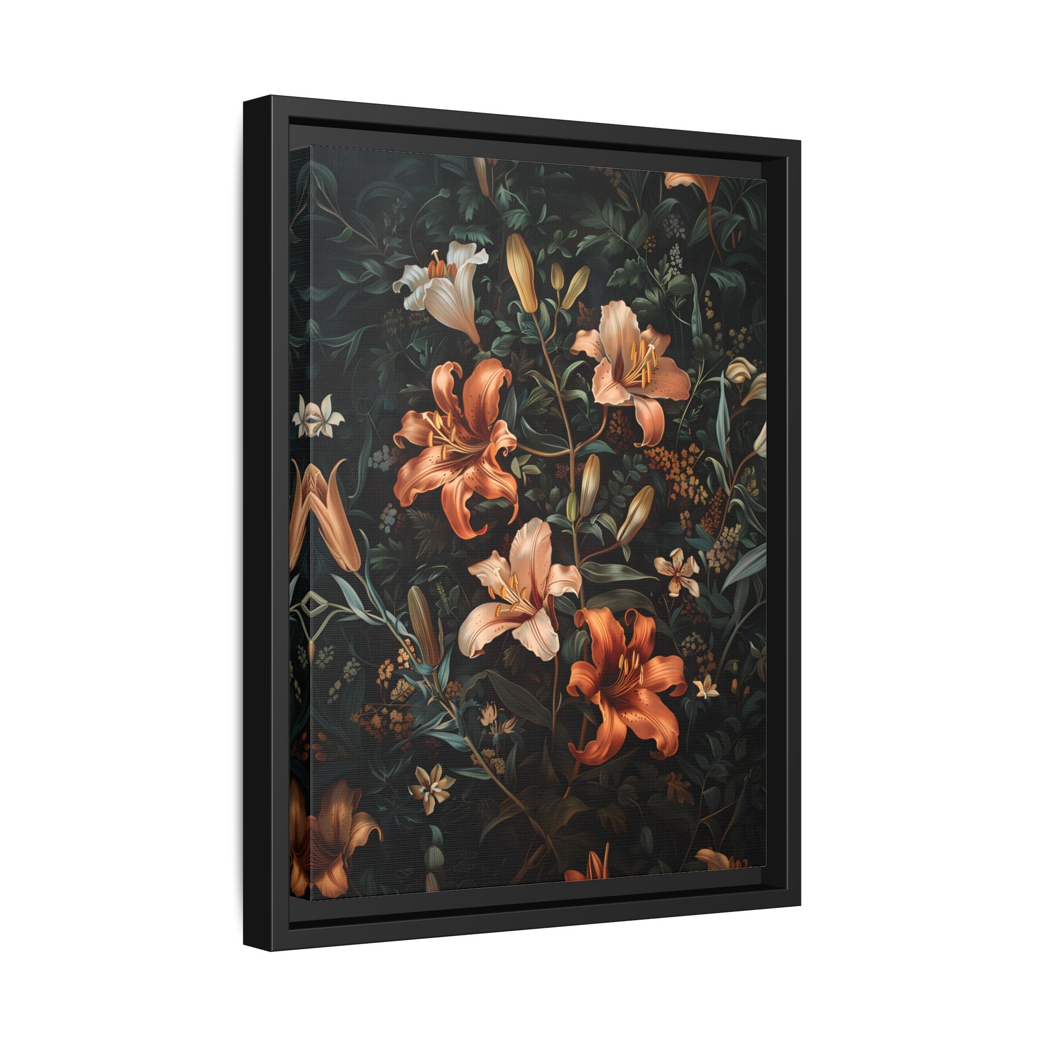 Framed Canvas - Elegant Blooming Lilies