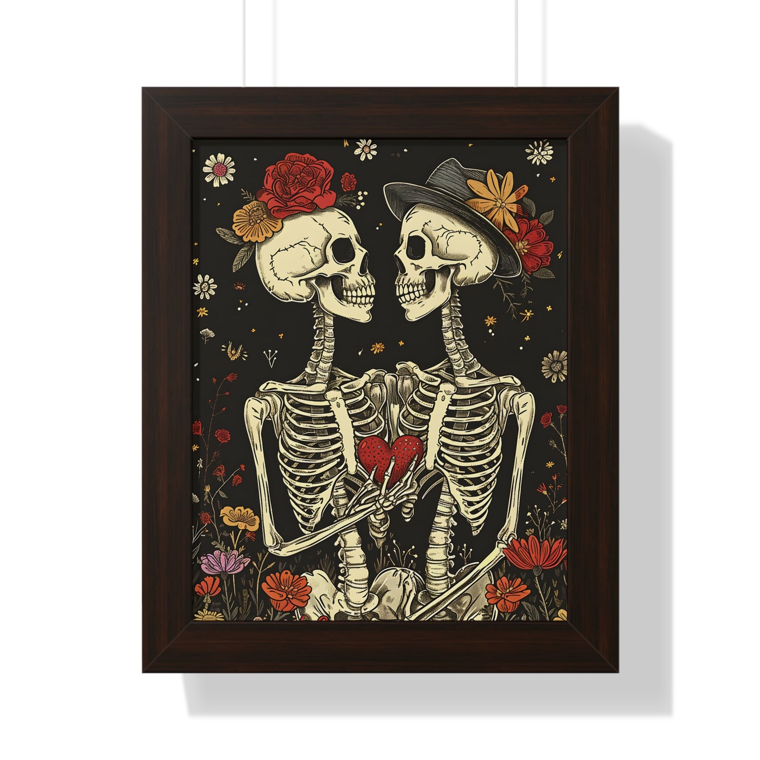 Framed Paper Print - Eternal Love Skeletons