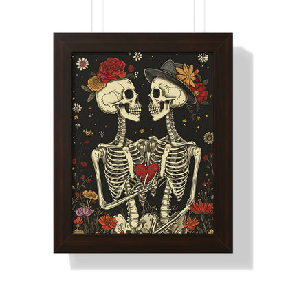 Framed Paper Print - Eternal Love Skeletons