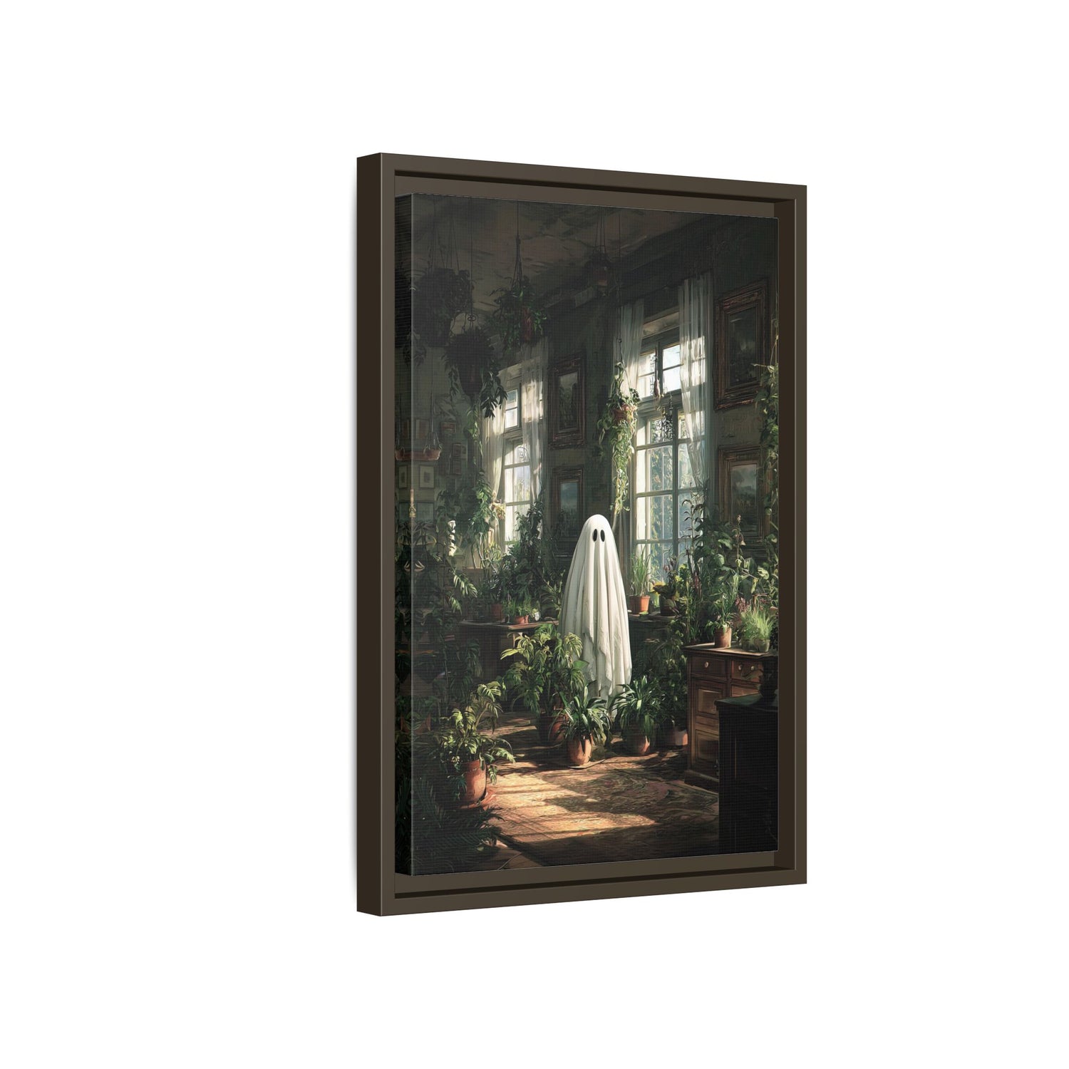 Framed Canvas - Ghost Among Houseplants