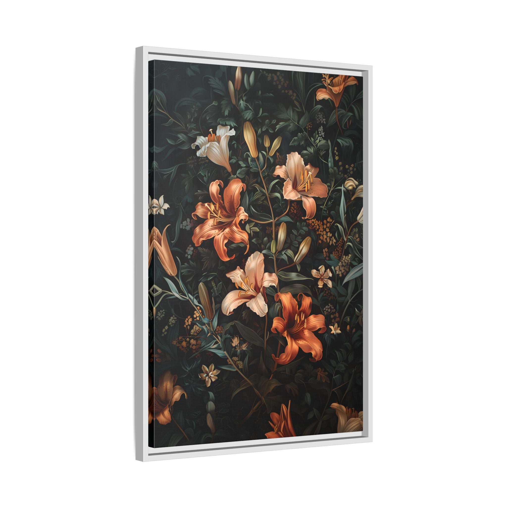 Framed Canvas - Elegant Blooming Lilies