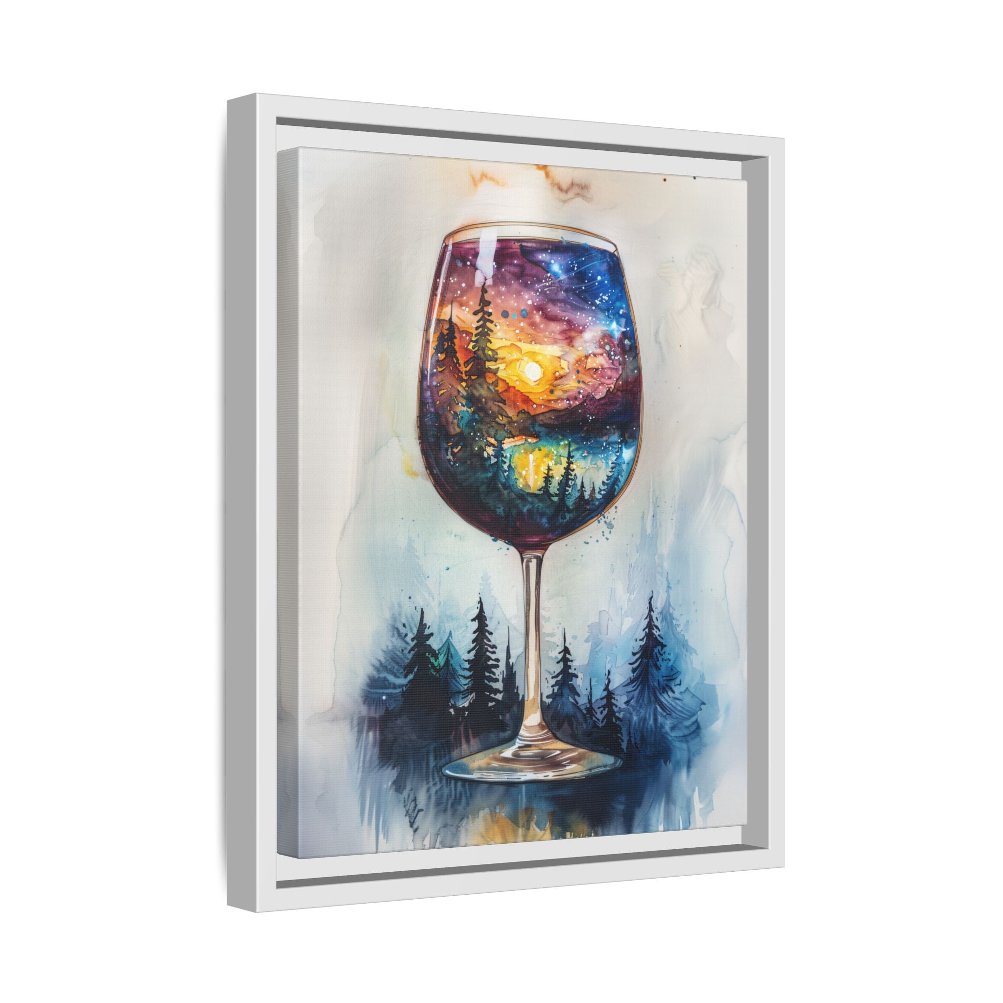 Framed Canvas - Galaxy Within the Wine Glass