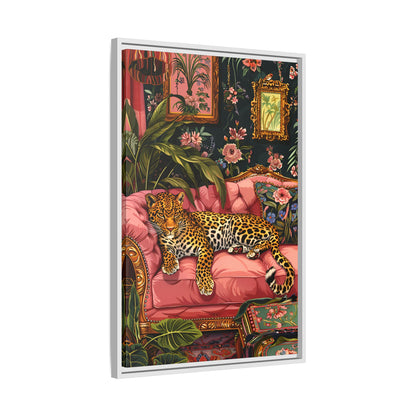 Framed Canvas - Leopard Lounge in Bloom