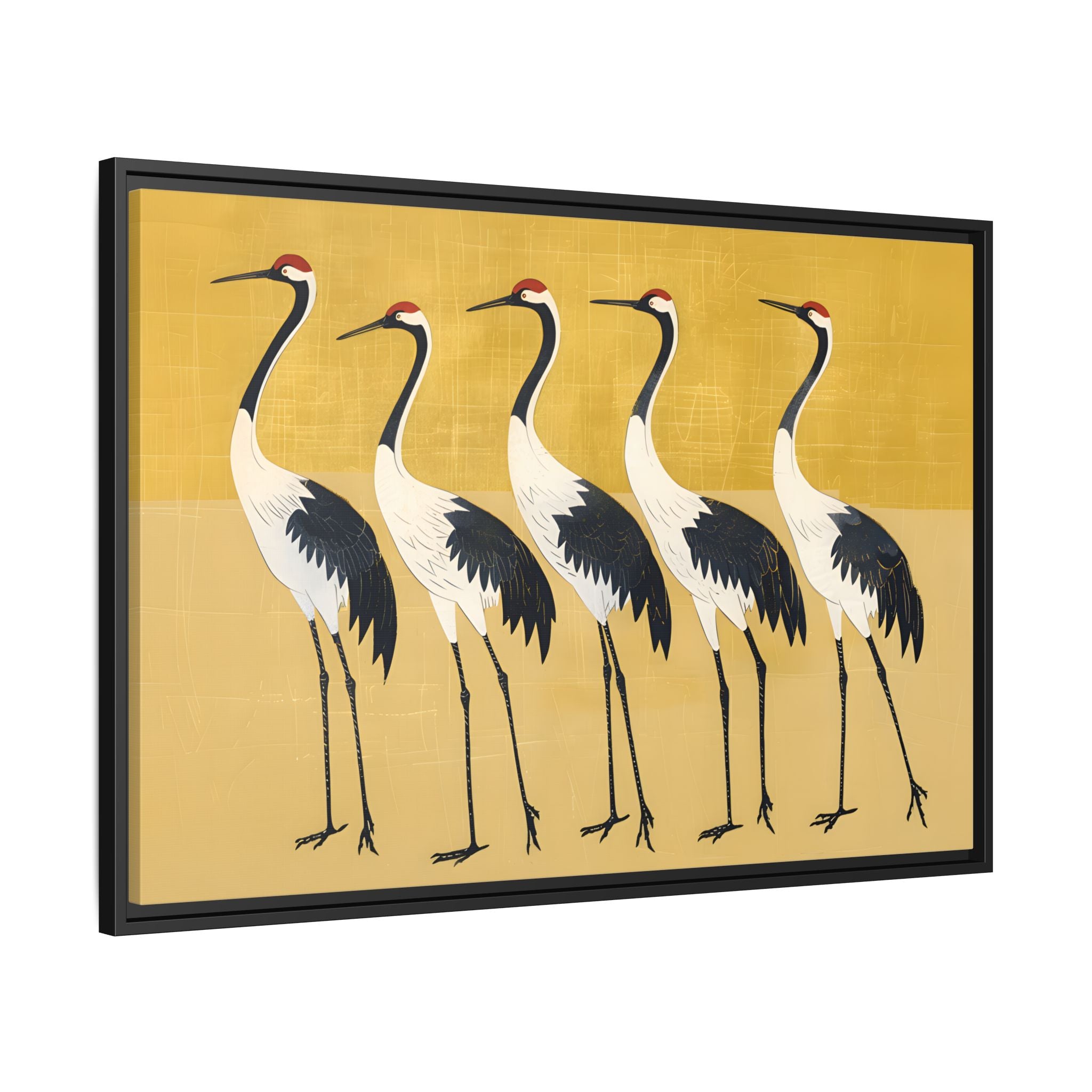 Framed Canvas - Golden Parade of Cranes