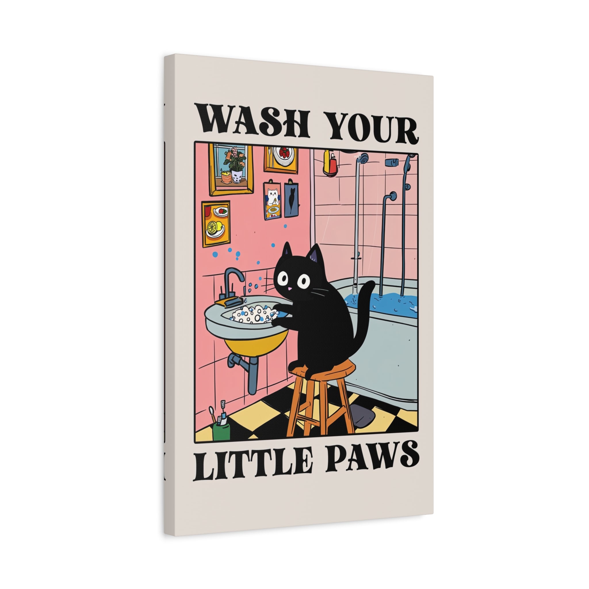 1.25" Matte Canvas - Wash Your Little Paws Cat