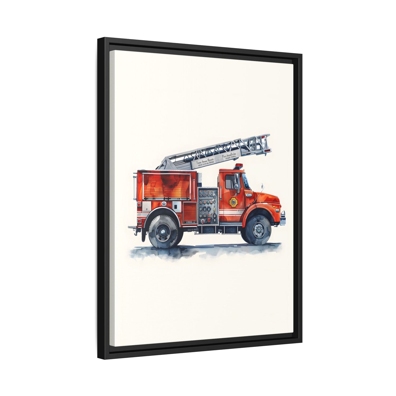 Framed Canvas - Ladder Firetruck Nursery