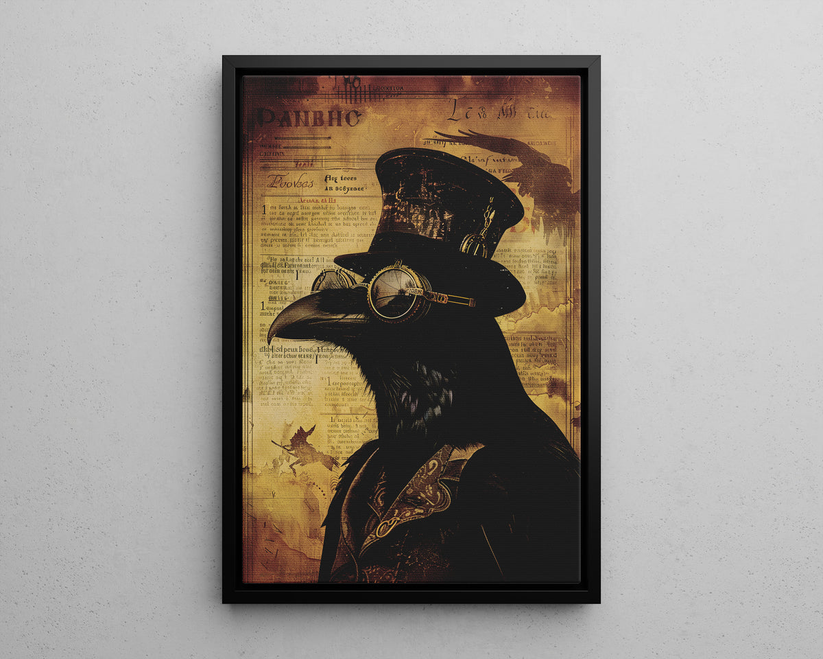 Framed Canvas - Steampunk Raven&