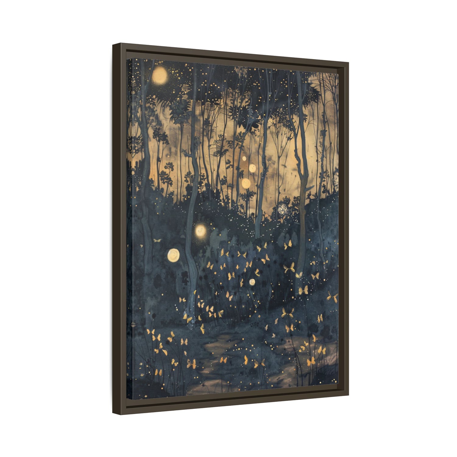 Framed Canvas - Golden Firefly Nightscape