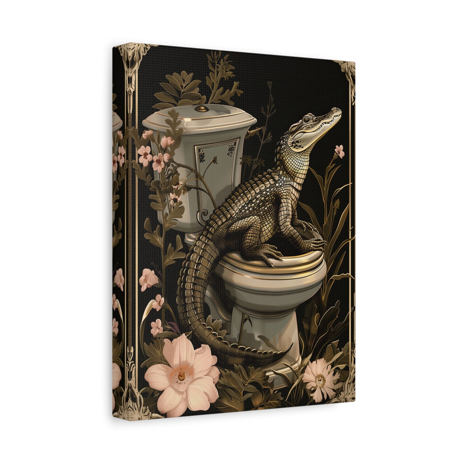 1.25" Matte Canvas - Toilet Gator Floral Surprise