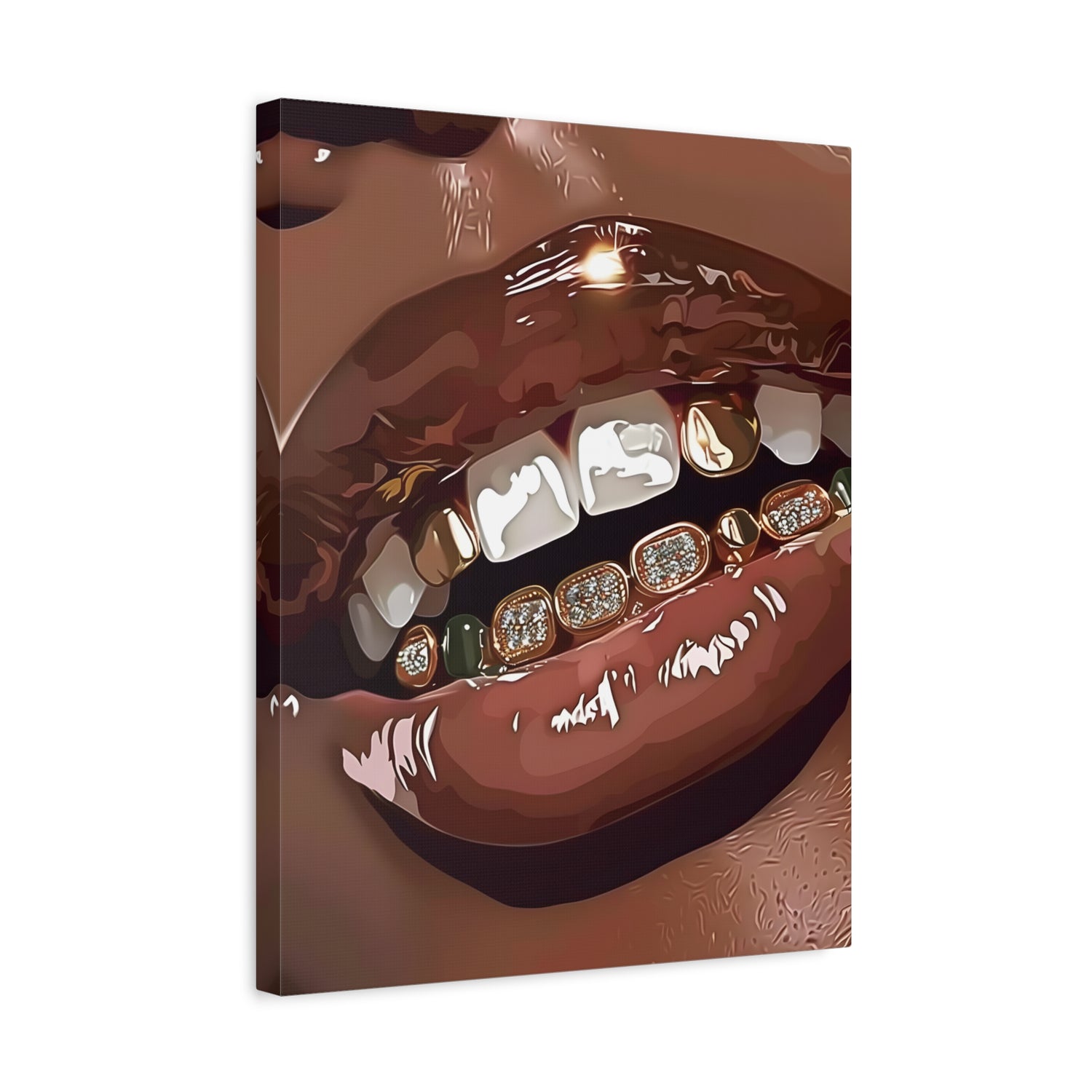 1.25" Matte Canvas - Golden Grill Smile