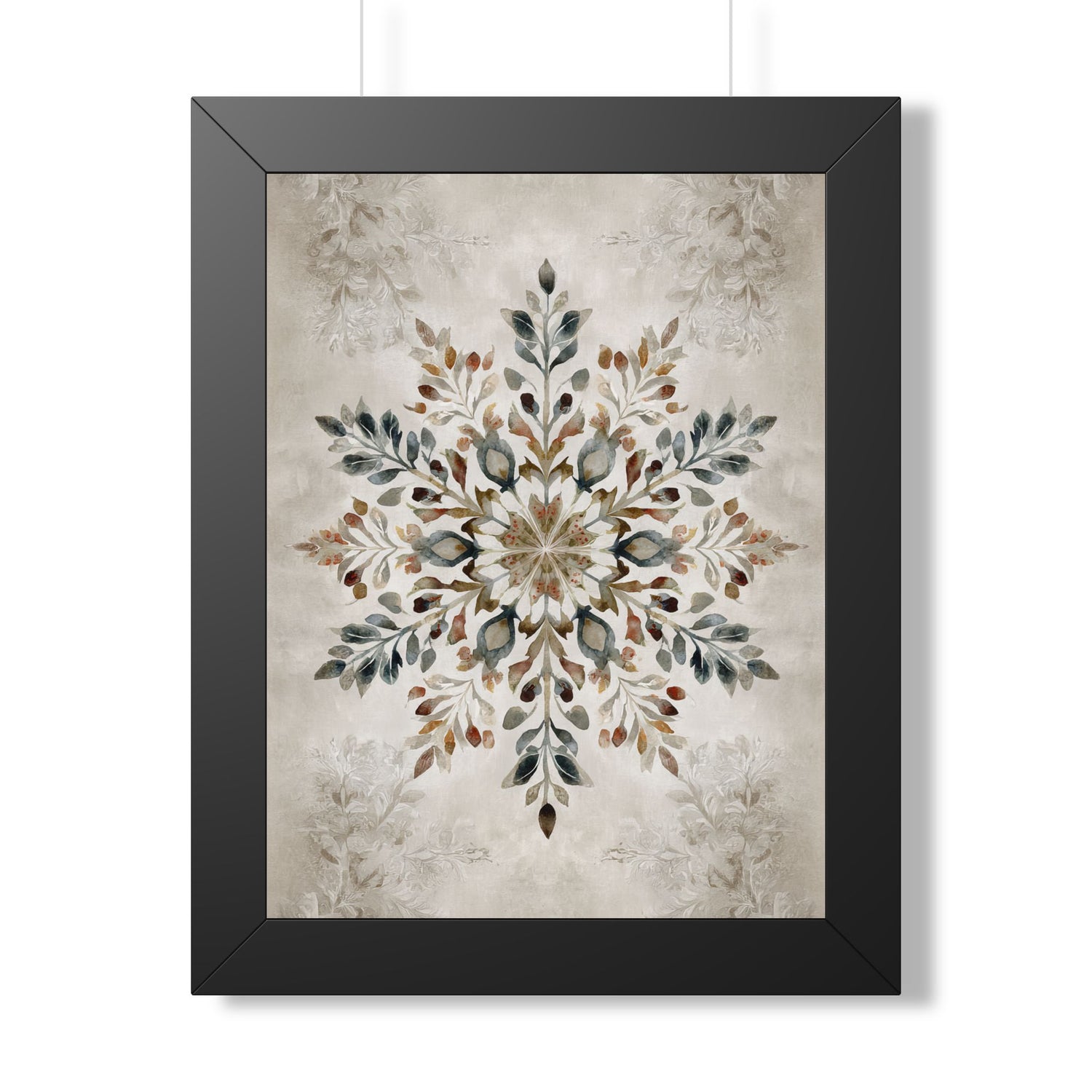 Framed Paper Print - Nordic Botanical Snowflake